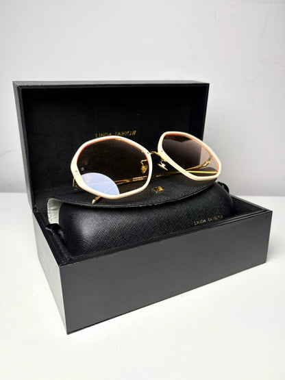 Linda Farrow Alona Sunglasses NWOT Peach Acetate, Titanium Sunglasses