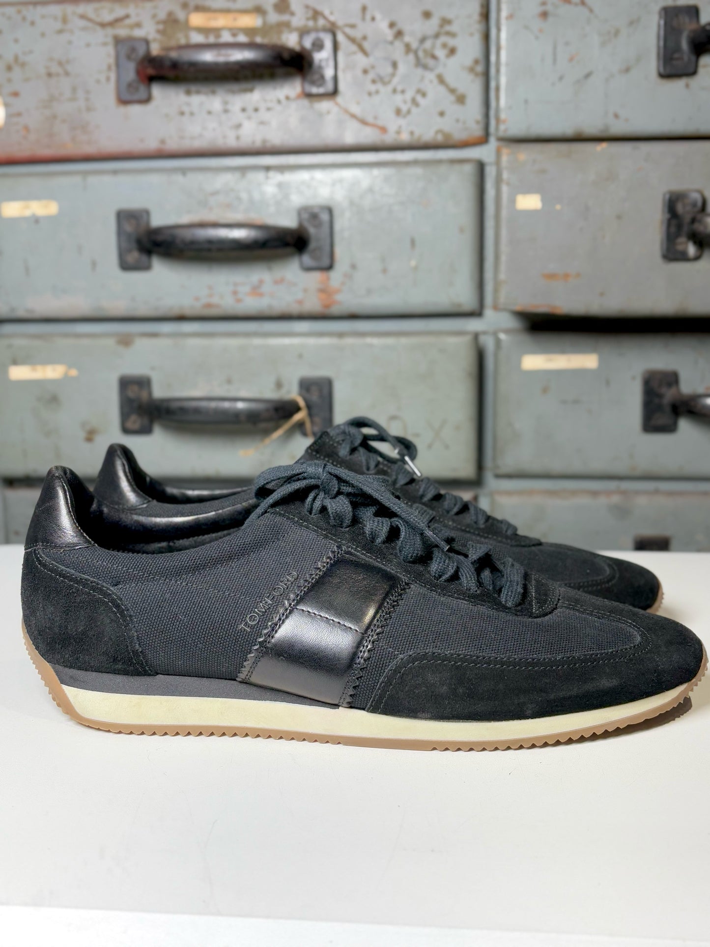 Tom Ford Black Canvas Solid 11 Men's Tennis Shoes