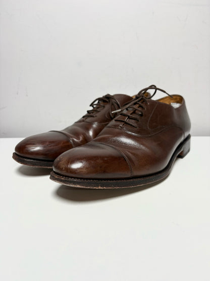 Men Shoe Size UK 8.5 Meermin Espresso Calf Leather Pre-Owned Cap-Toe Oxford Shoes