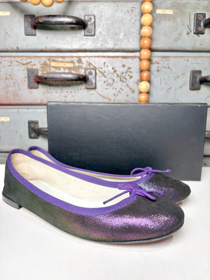W Shoe Size 41 (10 - 10.5) Repetto Purple Leather Goatskin Flats