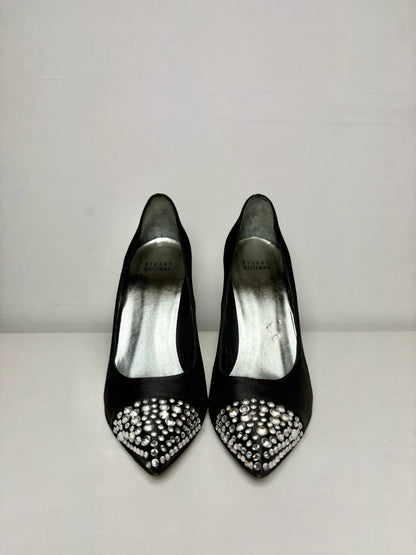 W Shoe Size 8.5 Stuart Weitzman Black Satin Pre-owned Heels