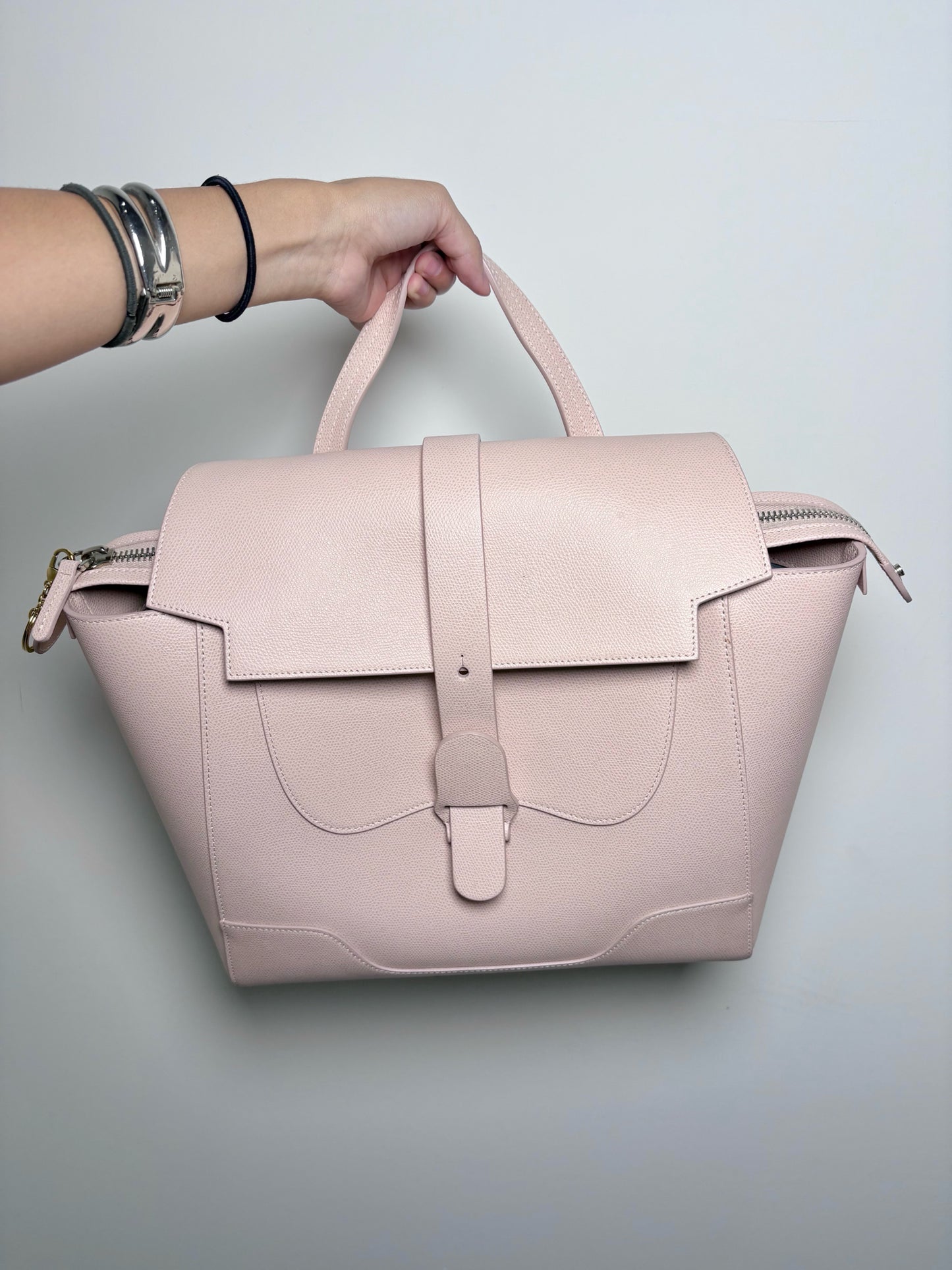NWOT Blush Pink Pebble Grain Leather Maestra Backpack/Crossbody Purse