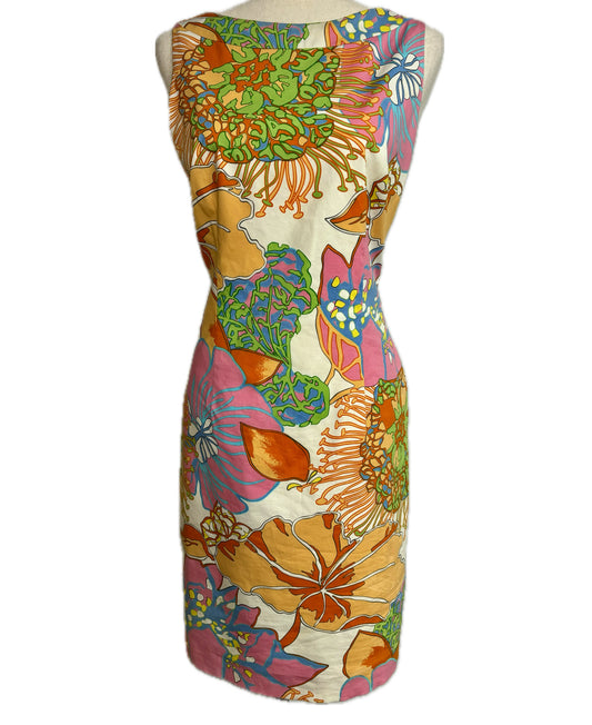 Women Size 10 Mirabelle Multi-Color Floral Cotton Dress
