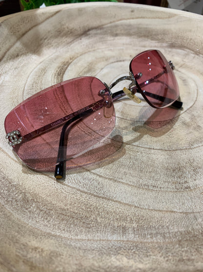 Chanel Pink Radiant Rimless "Kylie" Sunglasses Vintage