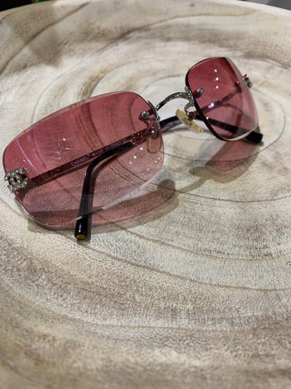Chanel Pink Radiant Rimless "Kylie" Sunglasses Vintage