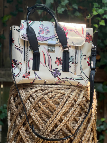 3.1 Phillip Lim Leather White Floral Print Mini Pashli Satchel