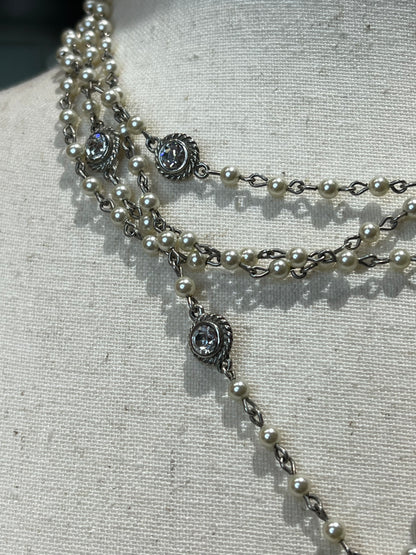 Virgins Saints & Angels Pearls Sterling Silver Medallion Necklace