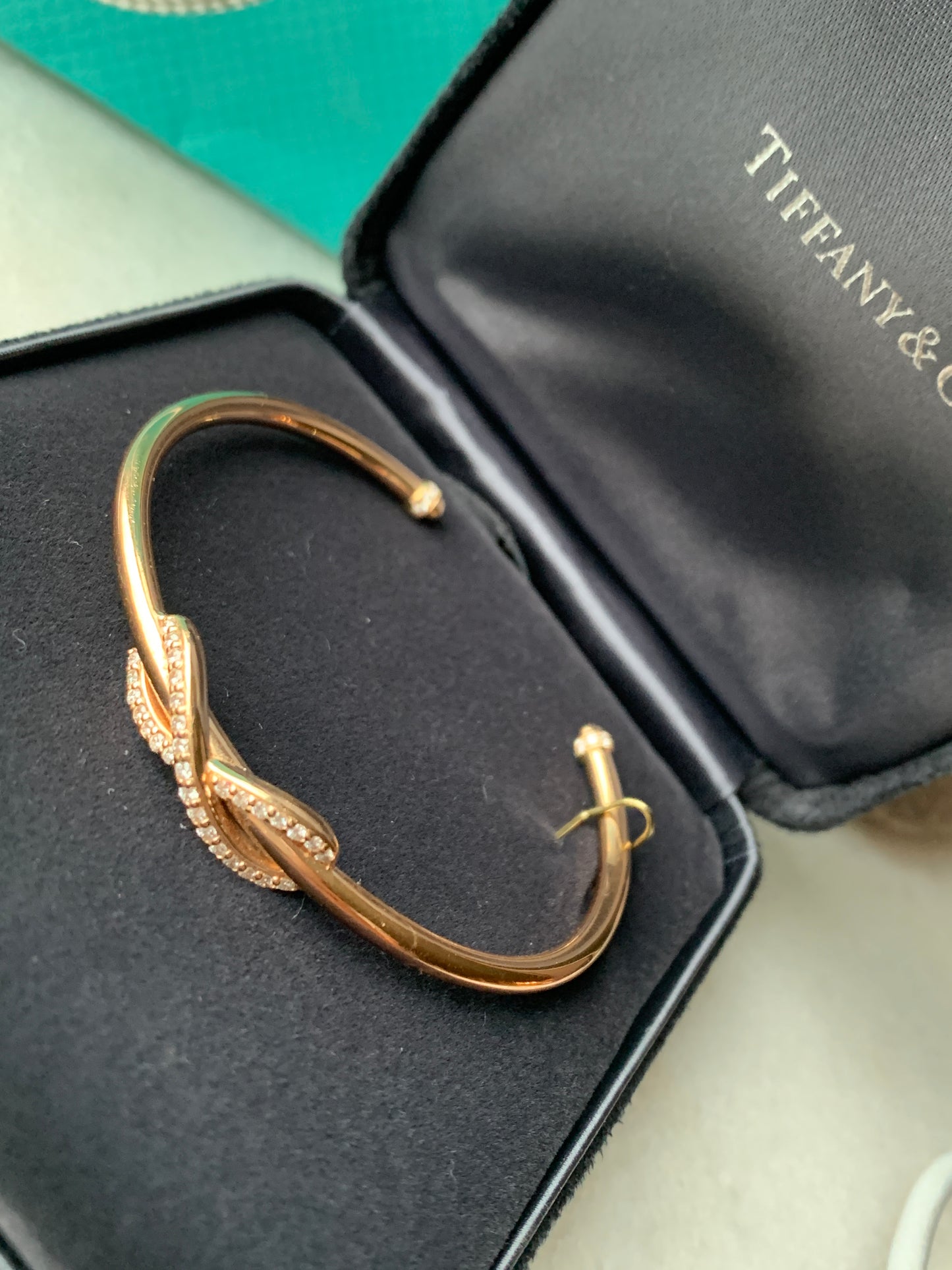 Tiffany & Co. Rose Gold Diamonds Infinity Cuff Bracelet