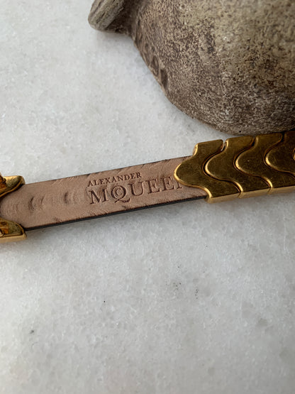 Alexander McQueen Gold-tone Links, Leather Bracelet