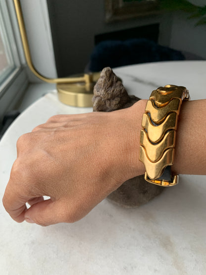 Alexander McQueen Gold-tone Links, Leather Bracelet