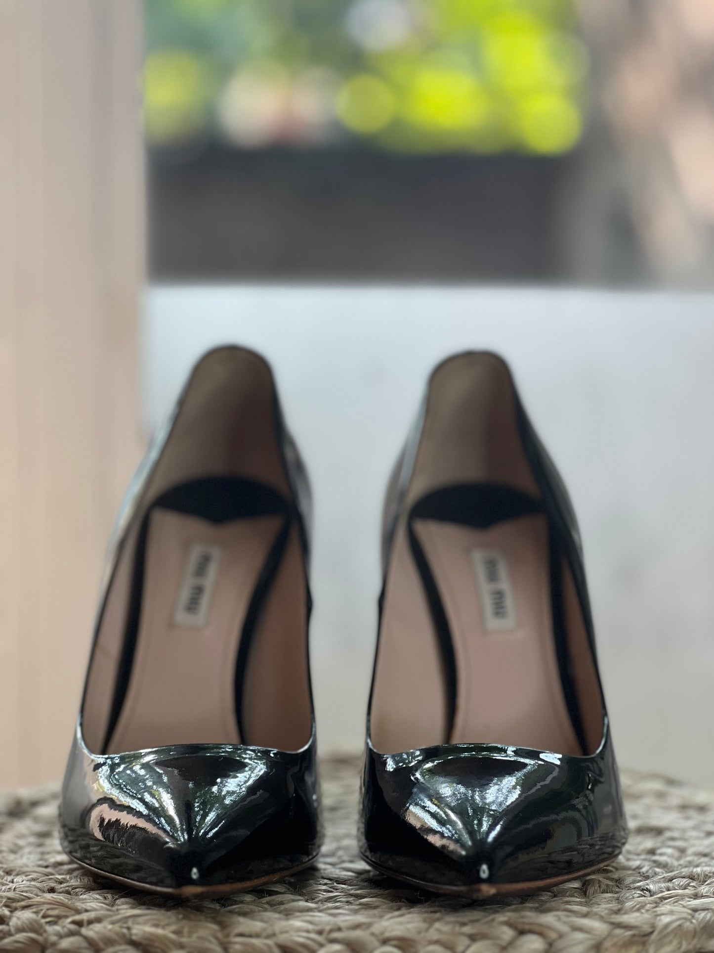 Miu Miu Black Patent Glitter Sole Shoes Size 8
