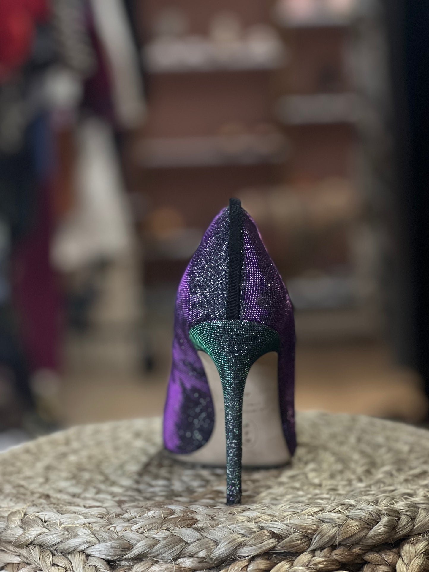 Sarah Jessica Parker SJP Green and Purple Iridescent Heels, Sz 9.5