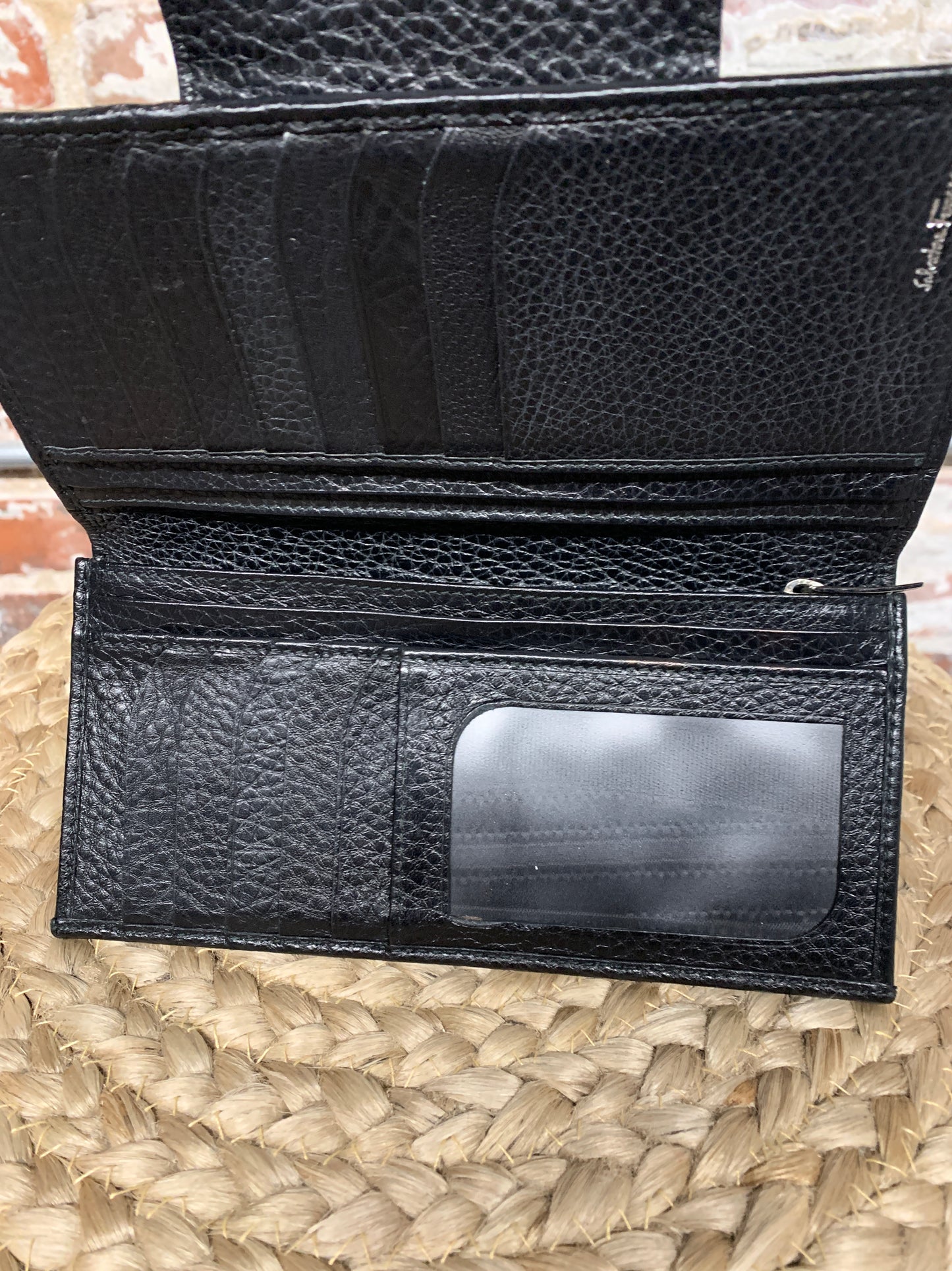 Salvatore Ferragamo Black Leather Continental Wallet