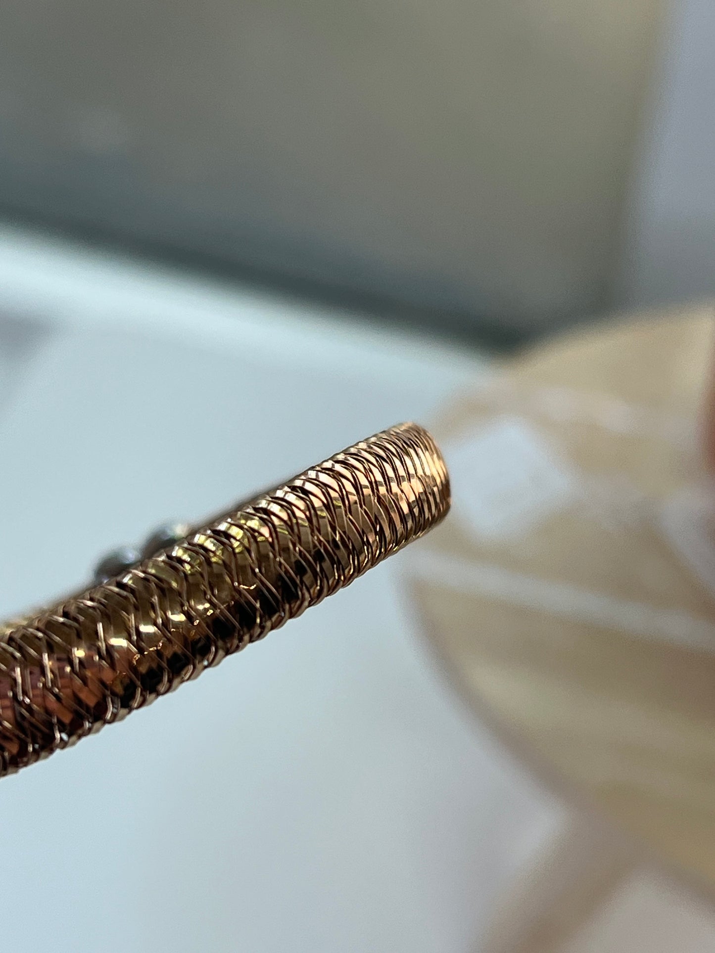 Roberto Coin Diamond Mesh Rose Gold Station Bracelet 18K