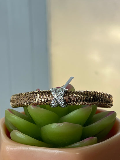 Roberto Coin Diamond Mesh Rose Gold Station Bracelet 18K