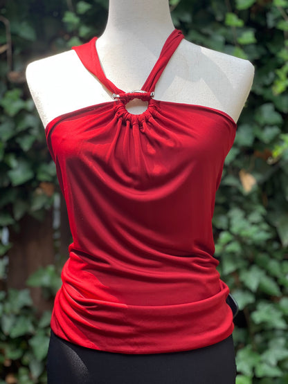 Gucci Burgundy Keyhole Halter Blouse Size S