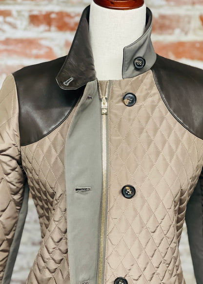 LORO PIANA LADIES QUILTED JACKET WITH LEATHER DETAILING
