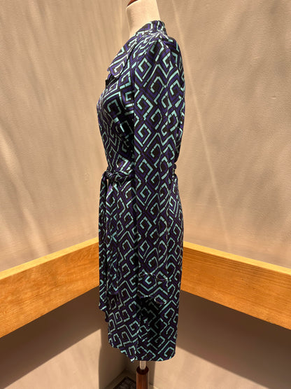 Diane Von Furstenberg Purple Teal Silk Wrap Dress XL