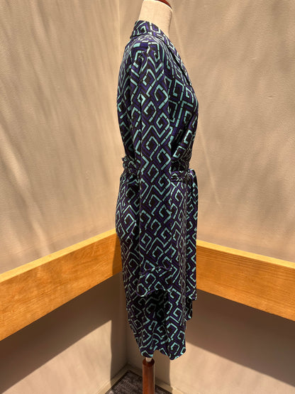 Diane Von Furstenberg Purple Teal Silk Wrap Dress XL