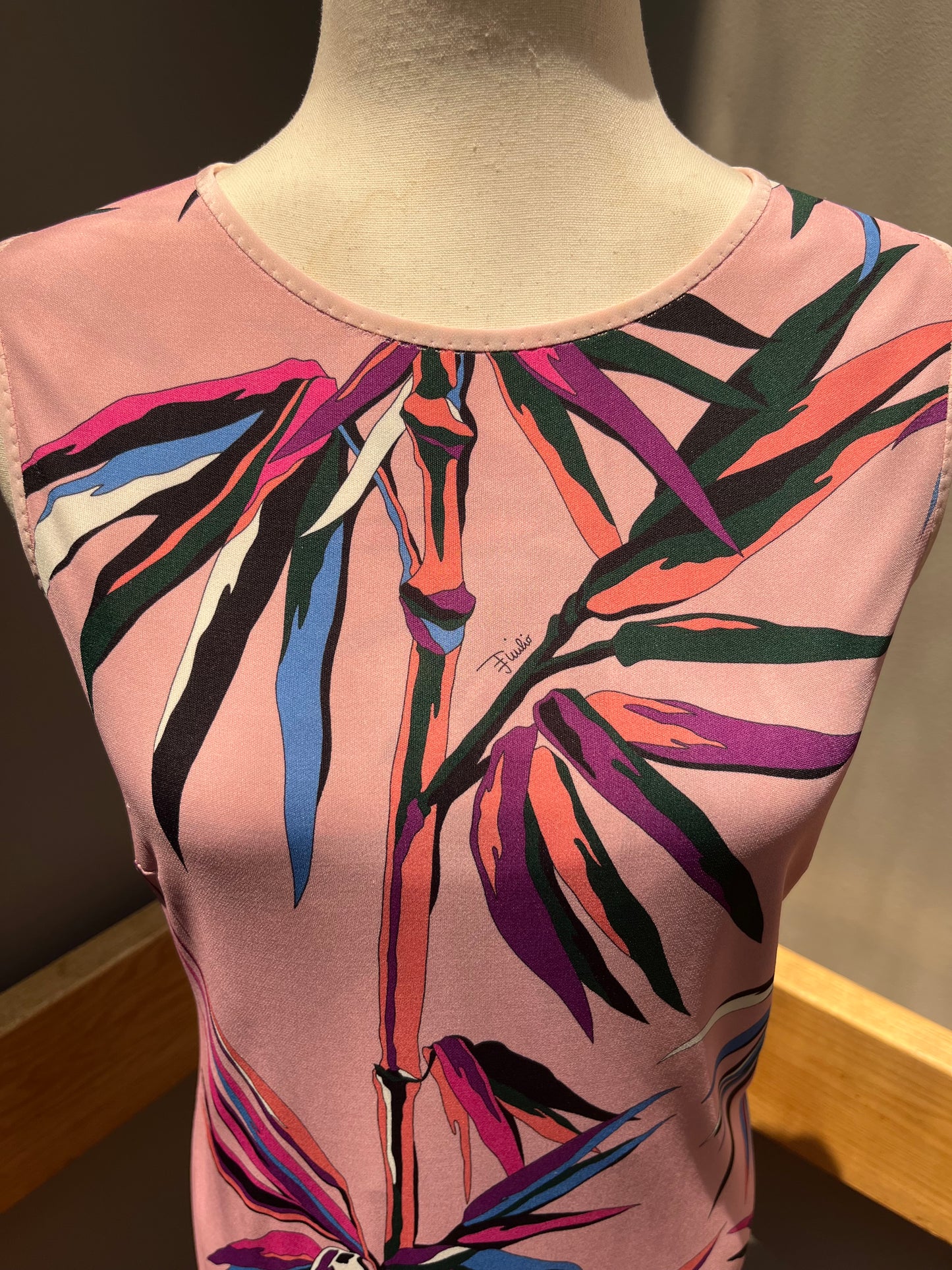 Emilio Pucci Pink Tropical Palm Leaf Printed Dress 12