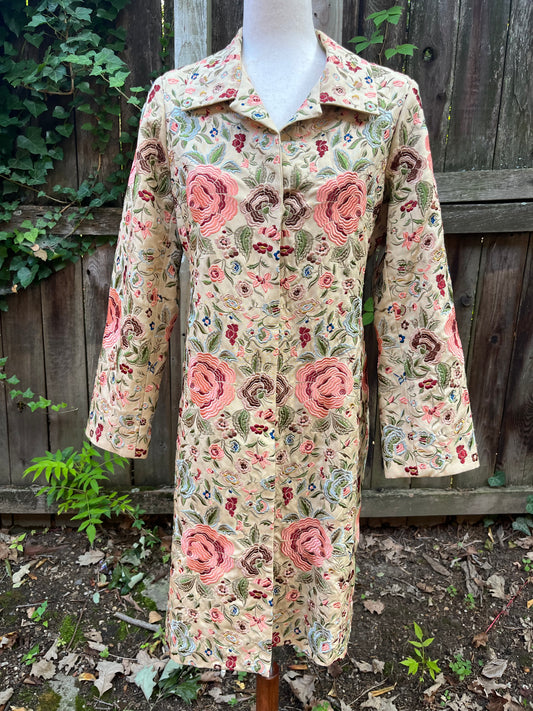 Johnny Was BIYA Beige Embroidered Silk Jacket/Coat