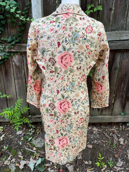 Johnny Was BIYA Beige Embroidered Silk Jacket/Coat