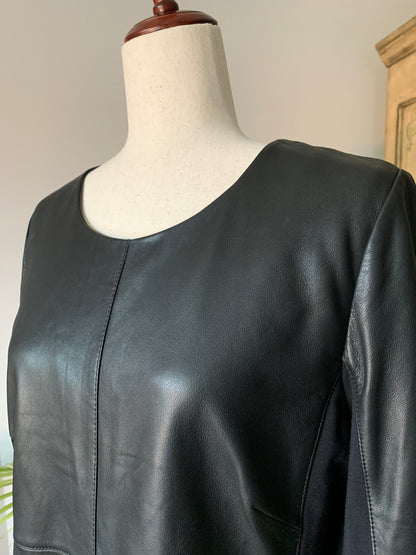 Claudia Starter Black Leather Dress Size 42 Large