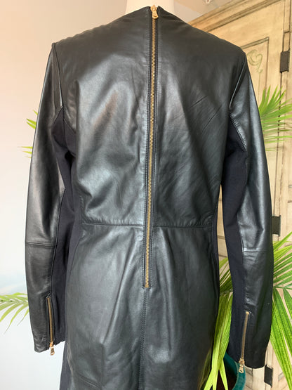 Claudia Starter Black Leather Dress Size 42 Large