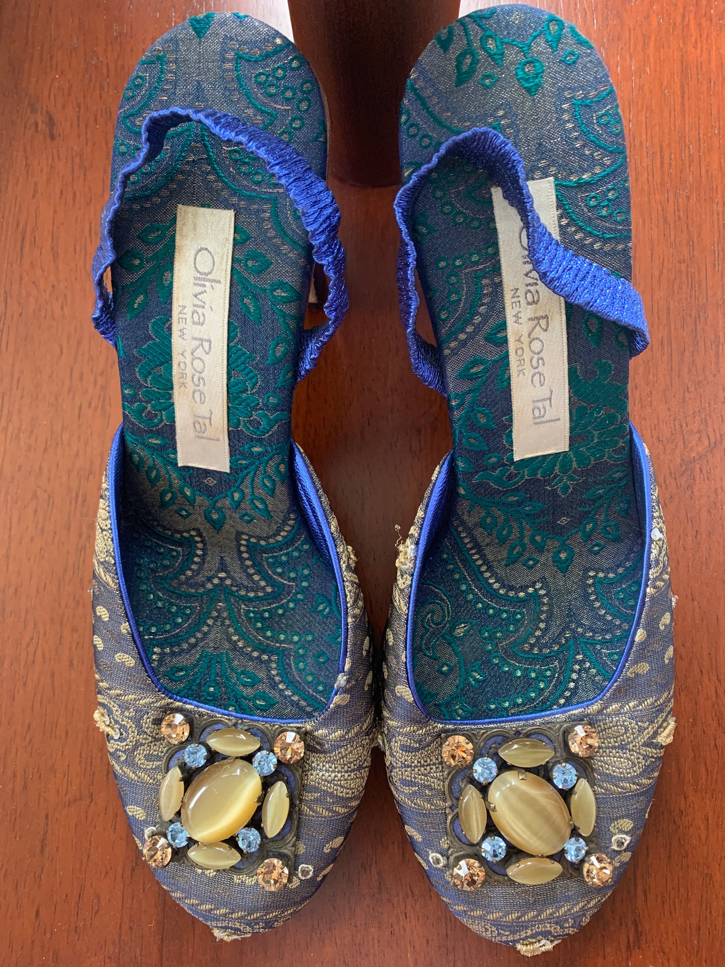Ladies Olivia Rose Tal Brocade Sparkle Slingback Heels Sz 7