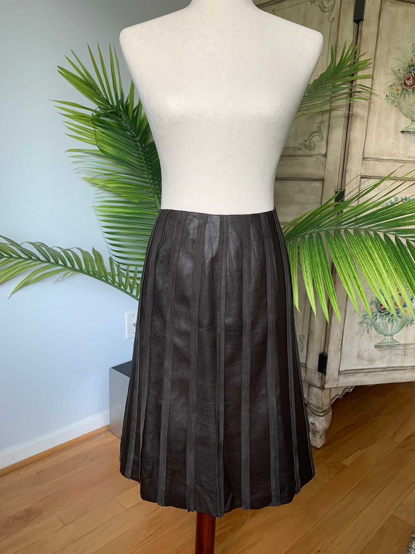 Women's Carlisle Brown Skirt Leather Suede Sz 12
