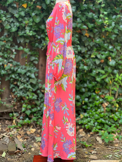 Diane von Furstenberg Coral Long Sleeve Maxi Dress Small