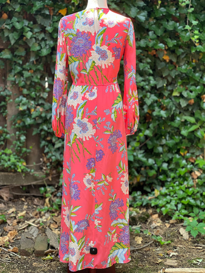 Diane von Furstenberg Coral Long Sleeve Maxi Dress Small