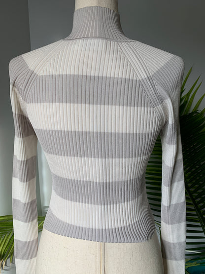 Sweater Zimmerman Cropped Striped Long Sleeves, Sz 0