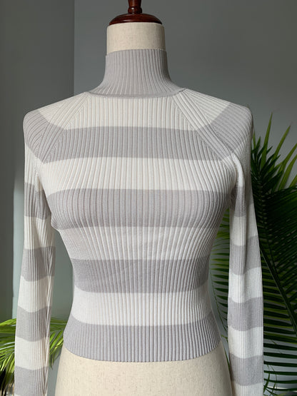 Sweater Zimmerman Cropped Striped Long Sleeves, Sz 0