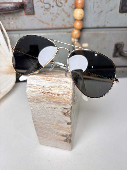 Ray Ban Gold Men's Aviator Large Metal #58014 Sunglasses