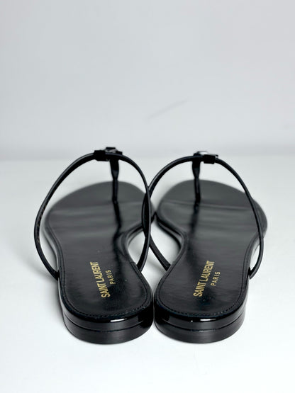 W Shoe Size 41 (11 US) Saint Laurent Black Patent Leather Logo NWT Sandals