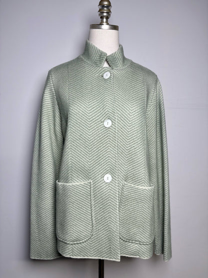 Women Size 42 ( 6 US) Adesi Pistachio Green Chevron Cashmere Pre-owned Sweater