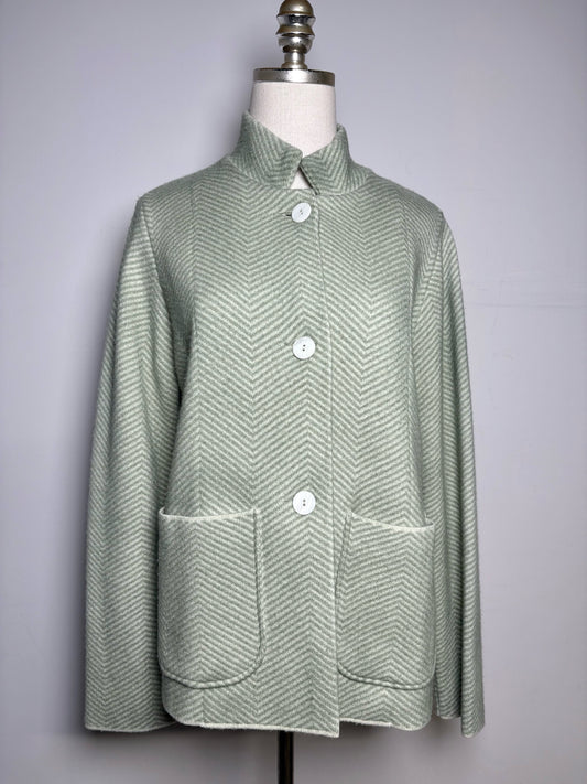 Women Size 42 ( 6 US) Adesi Pistachio Green Chevron Cashmere Pre-owned Sweater