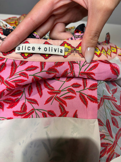 Size 6 (M) Alice + Olivia Multi-Color Floral Women's 100% Viscose Dress