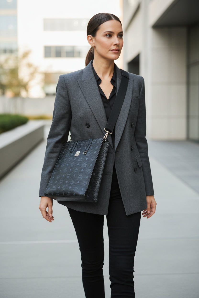 MCM Aren Monogram Black Visetos Tote Bag