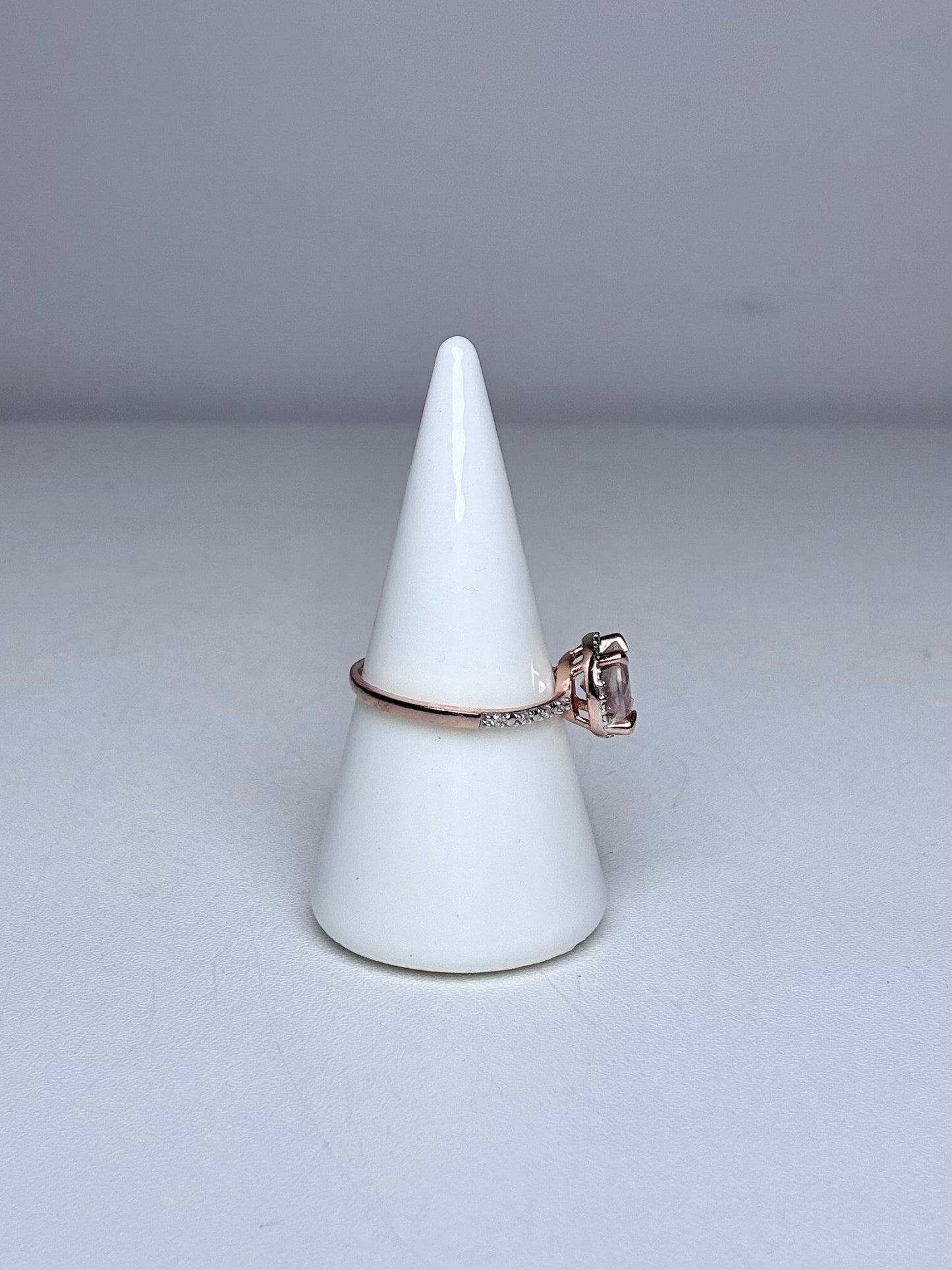 10k Rose Gold Rina Limor Morganite w/Diamond Accents Blush Sz 6.5 Ring | Pre-owned