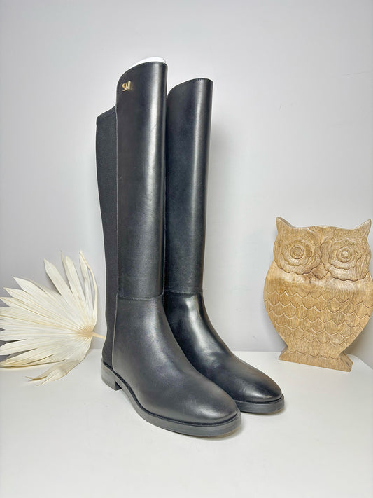 W Shoe Size 6 Stuart Weitzman Black Leather Cowhide Boots