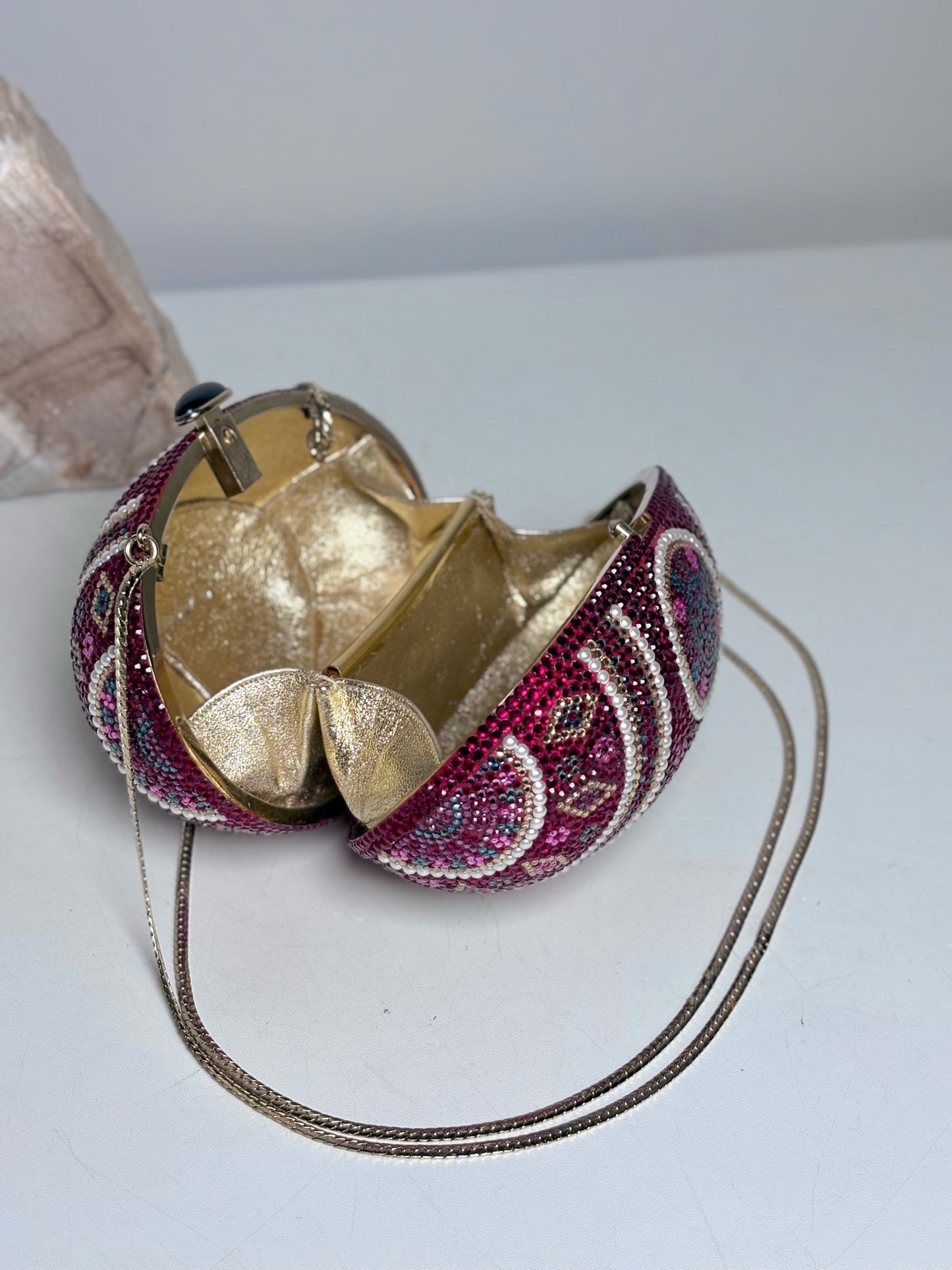 Judith Leiber Swarovski Crystals Egg Vintage Pre-owned Burgundy Mini Purse