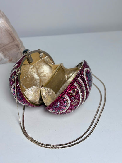 Judith Leiber Swarovski Crystals Egg Vintage Pre-owned Burgundy Mini Purse
