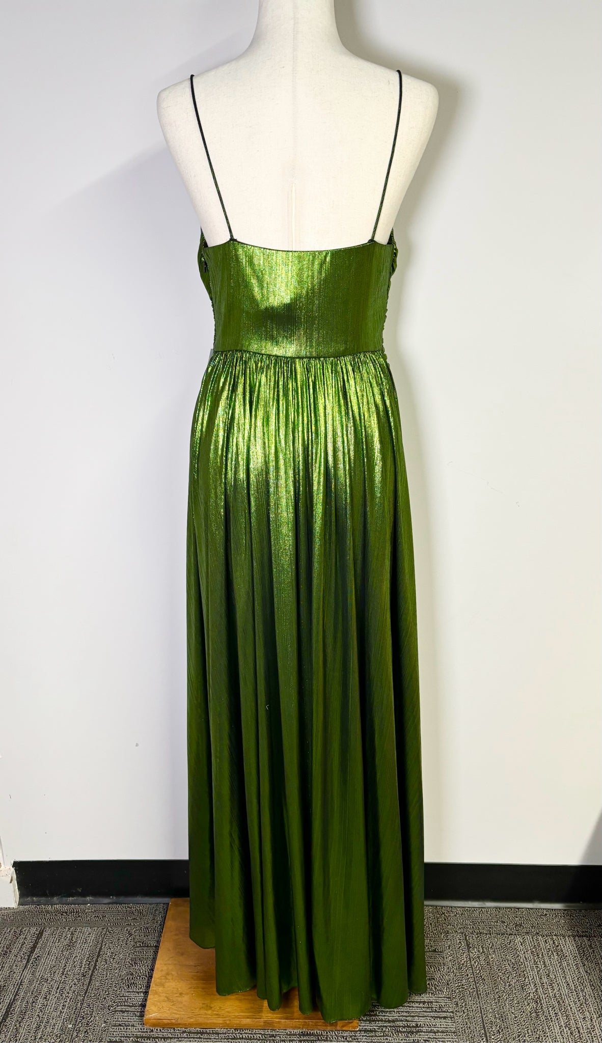 Women Size S Retrofete Green Metallic Gown