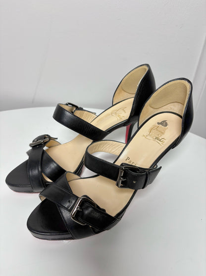 W Shoe Size 38.5 (8.5) Christian Louboutin Black Leather Heels