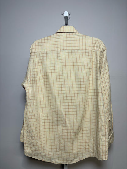 Valentino Tan 100% Cotton Checkered Men's Vintage Shirt