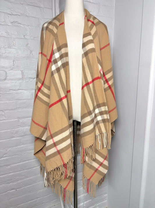 Burberry Cashmere-Wool Blend Check Cape