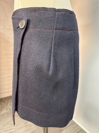 Women Size M Yoshi Kondo Navy Blue Solid Vintage 100% Wool 2 Piece Set