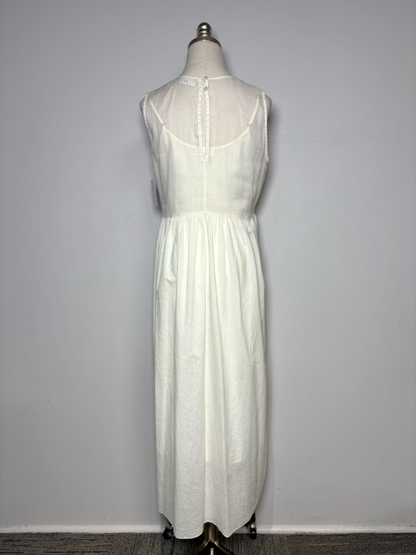 Women Size 1 (2 - 4 US) Megan Park Cream Scalloped Pure Cotton Pre-owned Dress